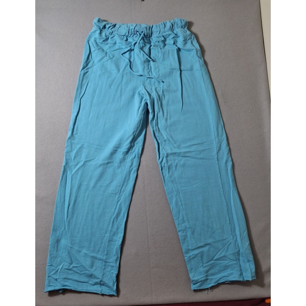 Liz & Jane Teal Turquoise Cotton Knit Wide Leg Palazzo Pants Women’s Large Boho